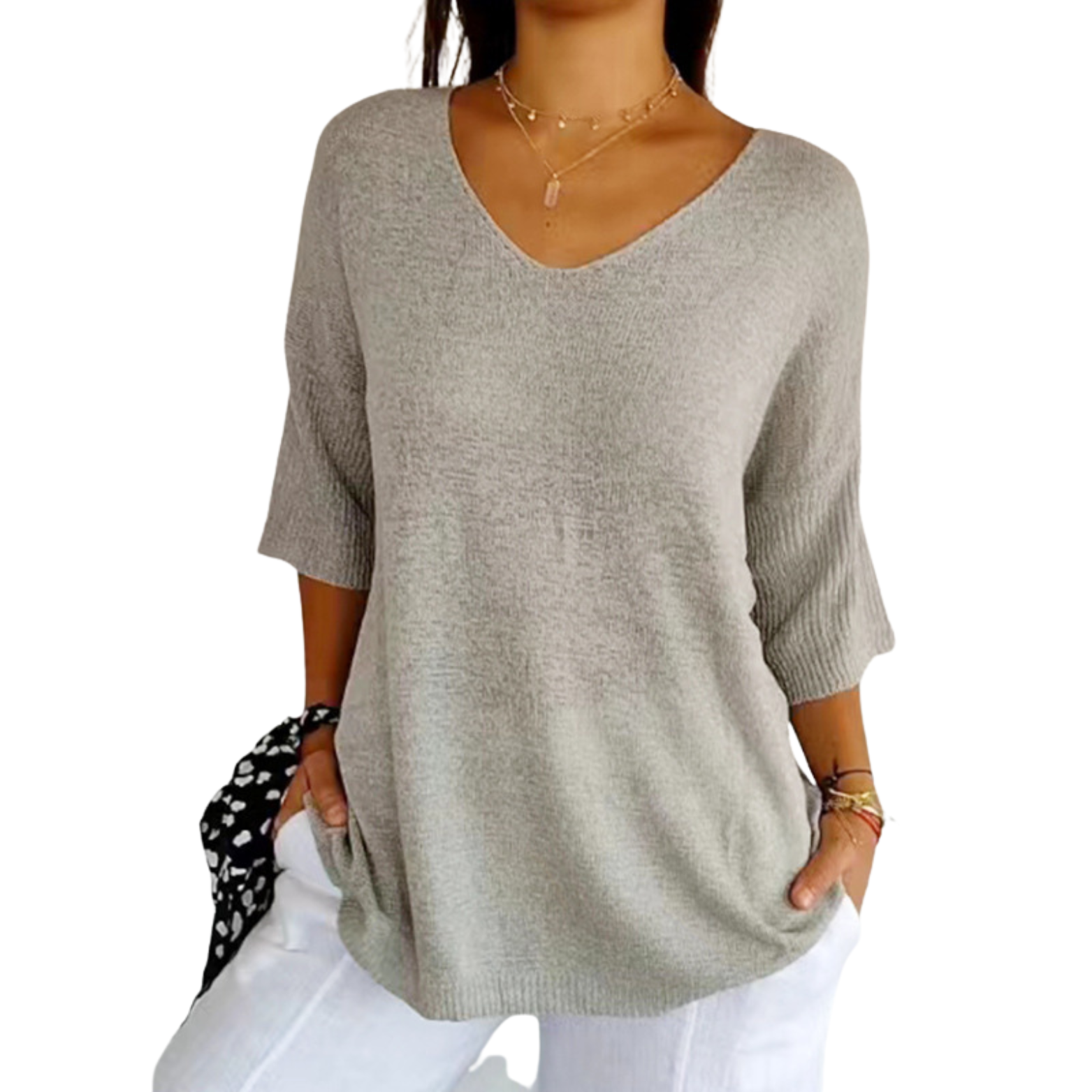 „Selina“ – Strickpullover mit V-Ausschnitt