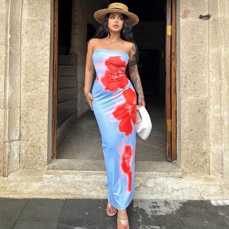 Mira“ – Tube-Kleid mit Schlitz in Maxi-Länge