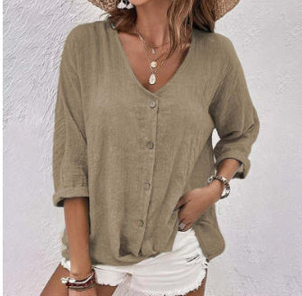„Lora“ – V-Ausschnitt Langarmshirt