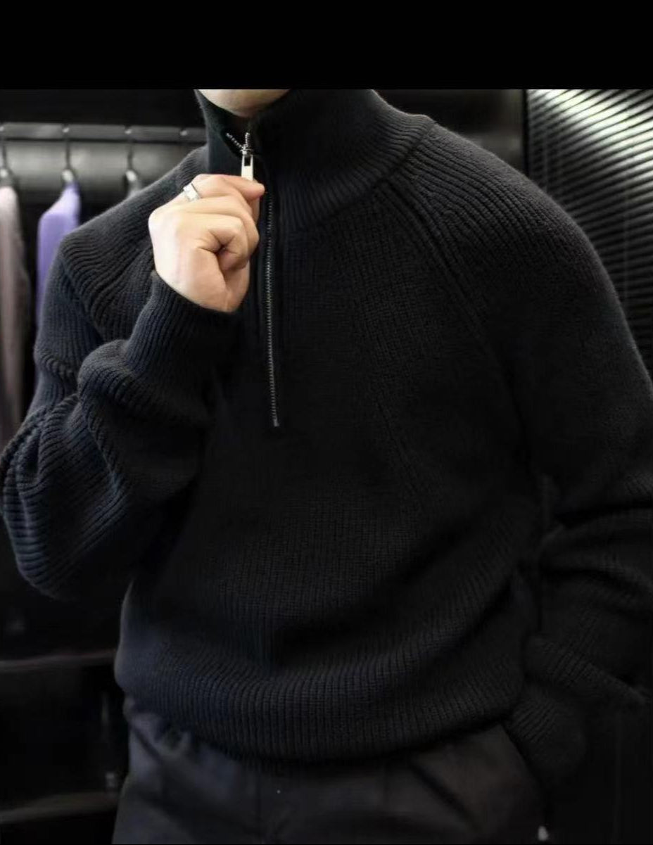 Half-Zip Stand Collar Sweater