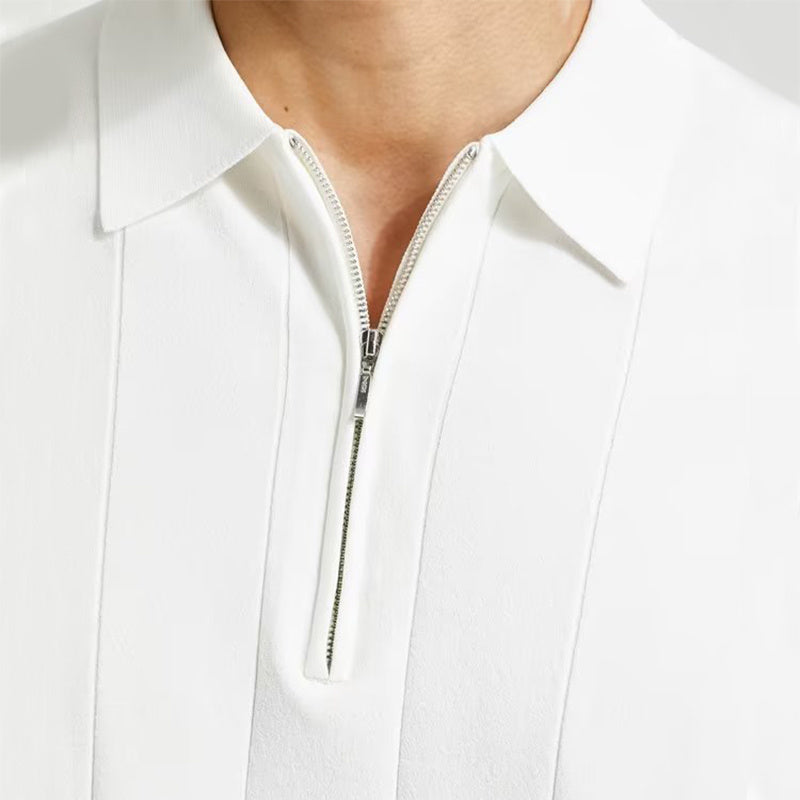 Herren Kurzarm-Poloshirt mit Reißverschluss