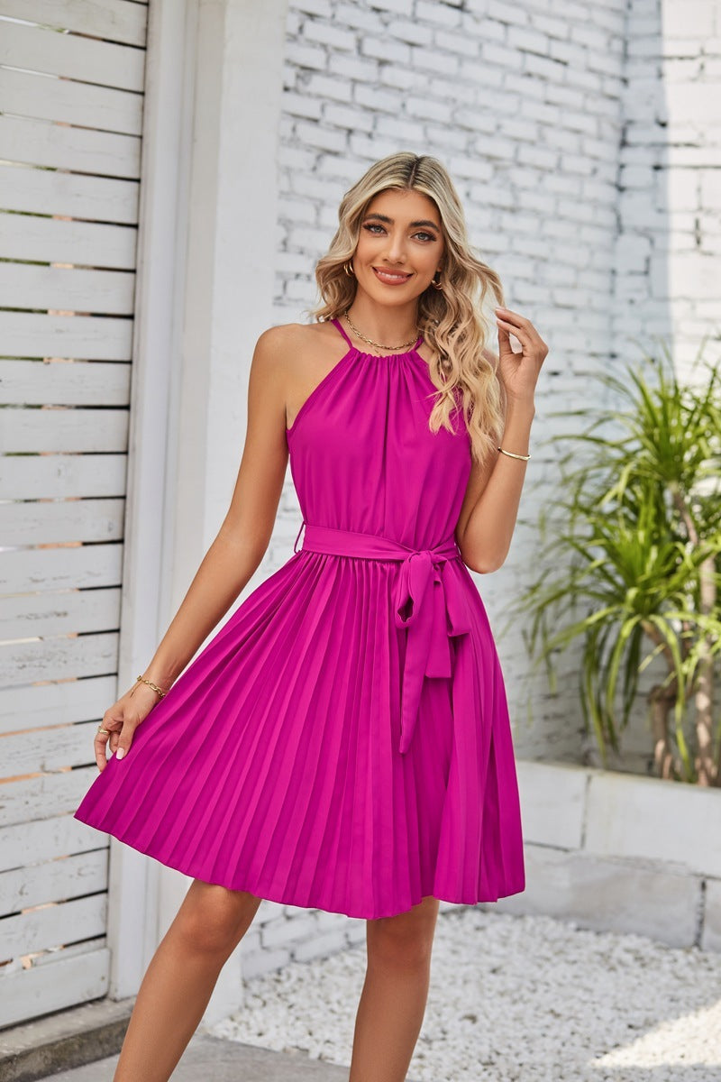 Nala“ – Neckholder-Sundress mit Plissee-Rock