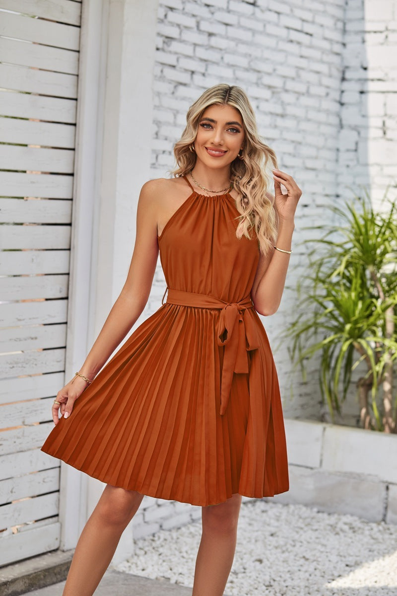 Nala“ – Neckholder-Sundress mit Plissee-Rock