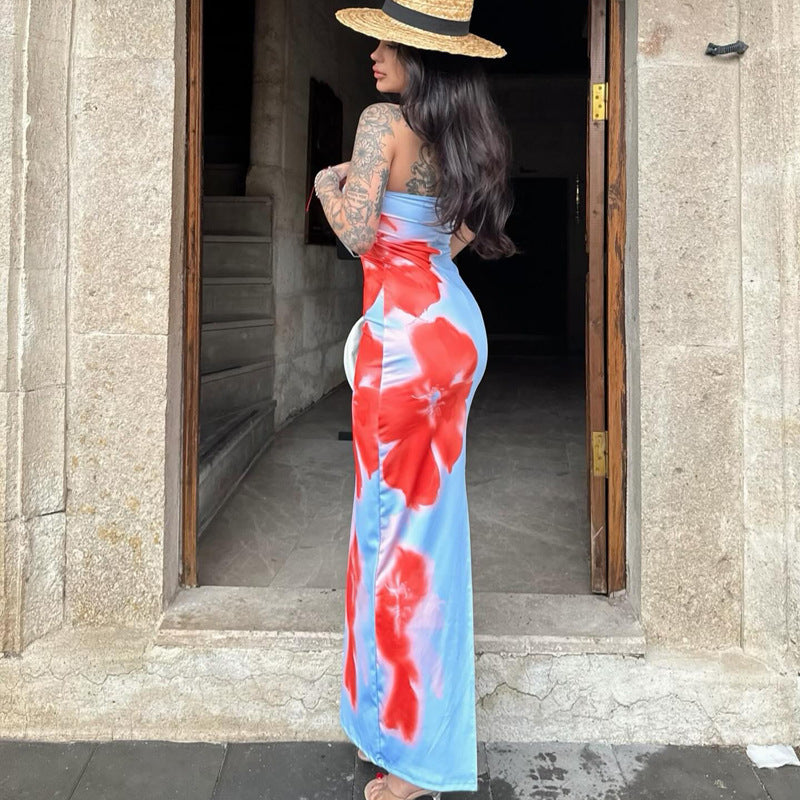 Mira“ – Tube-Kleid mit Schlitz in Maxi-Länge