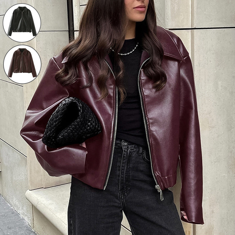 „Selene“ – Lederjacke mit Reverskragen