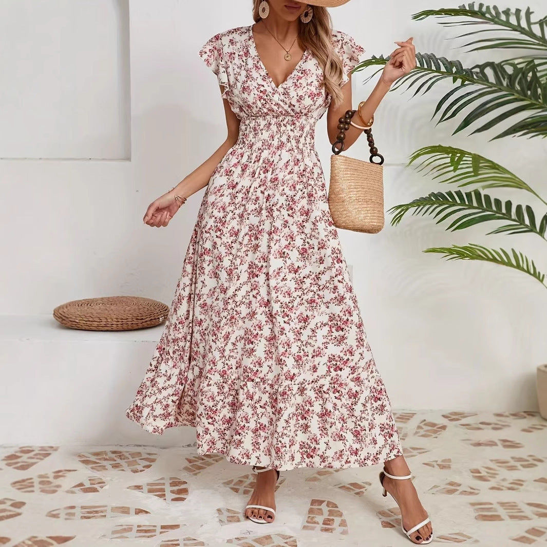 „Elisa“ – Geblümtes Langarmkleid mit Taillierung
