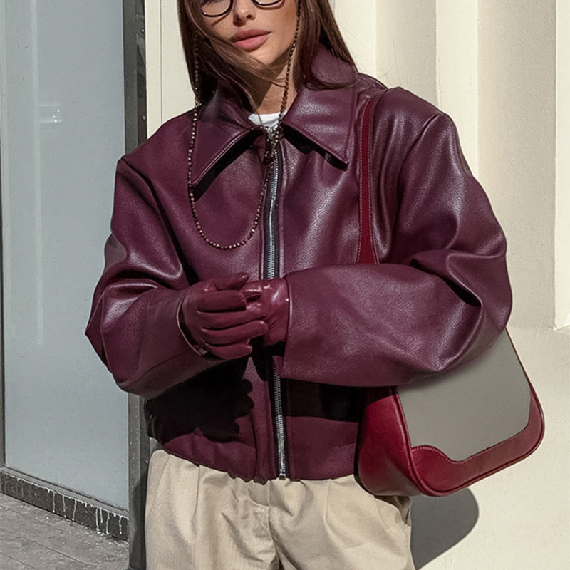 „Selene“ – Lederjacke mit Reverskragen