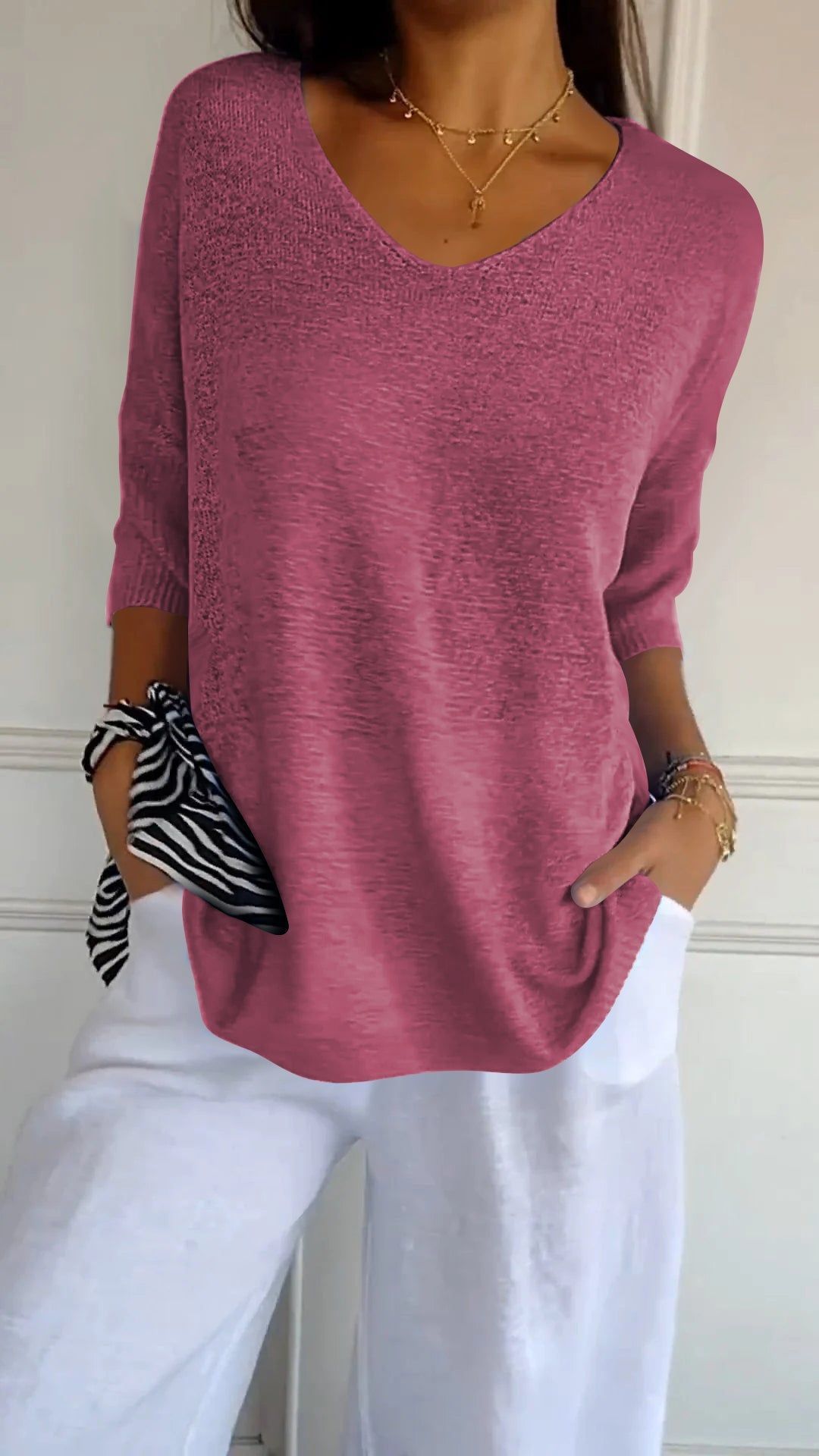 „Selina“ – Strickpullover mit V-Ausschnitt