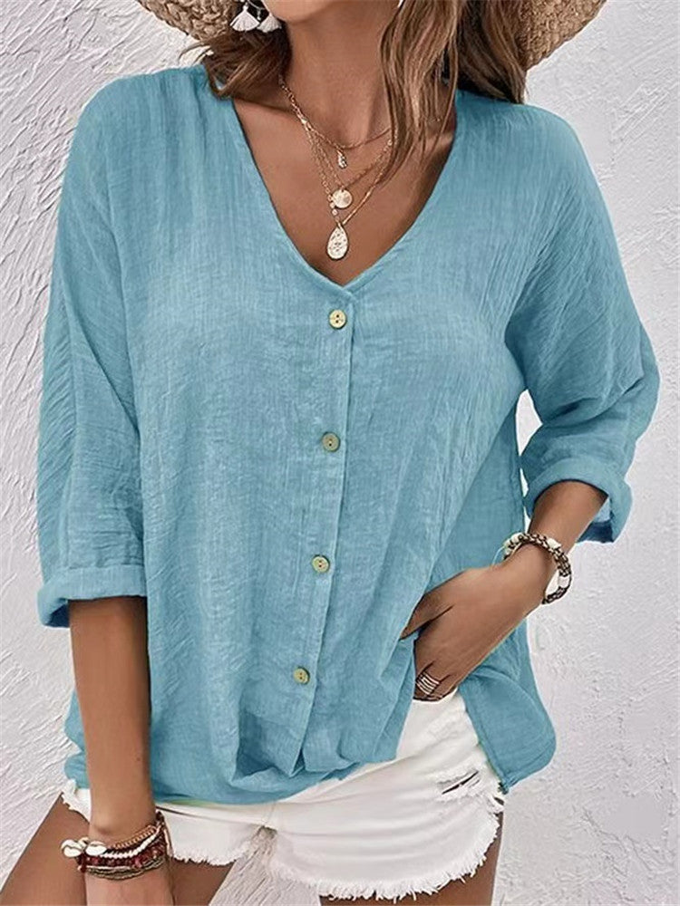 „Lora“ – V-Ausschnitt Langarmshirt