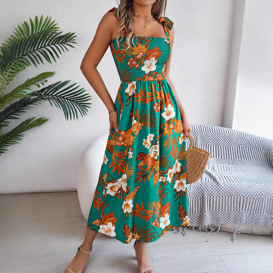 „Marina“ – Sommerkleid mit Blumenprint  Korsagen-Top