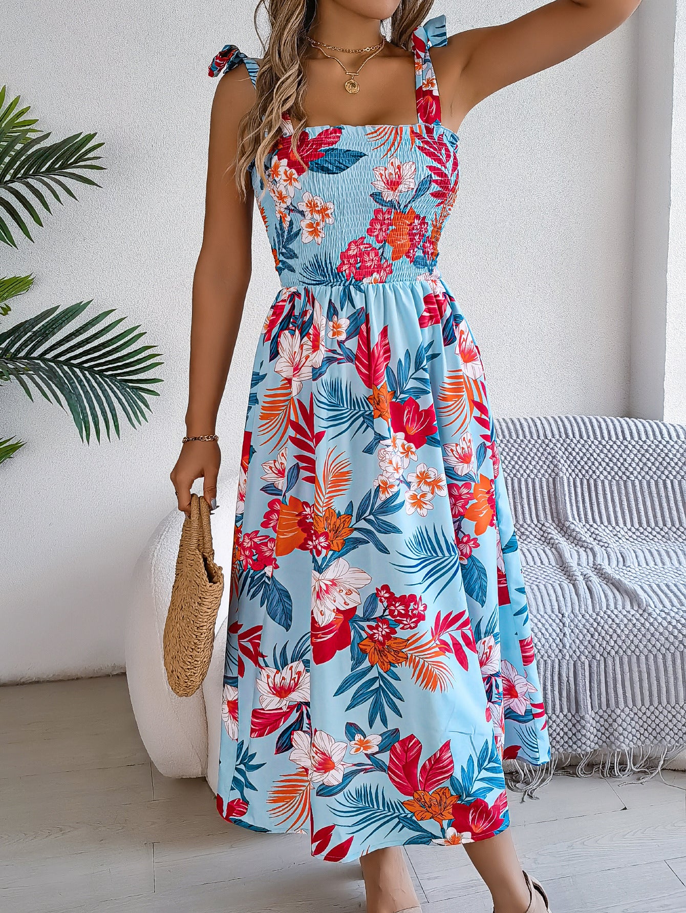 „Marina“ – Sommerkleid mit Blumenprint  Korsagen-Top