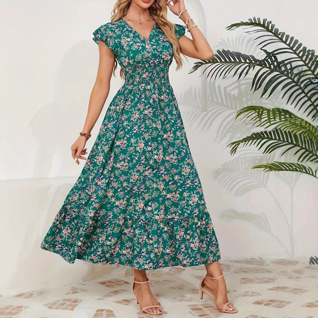 „Elisa“ – Geblümtes Langarmkleid mit Taillierung
