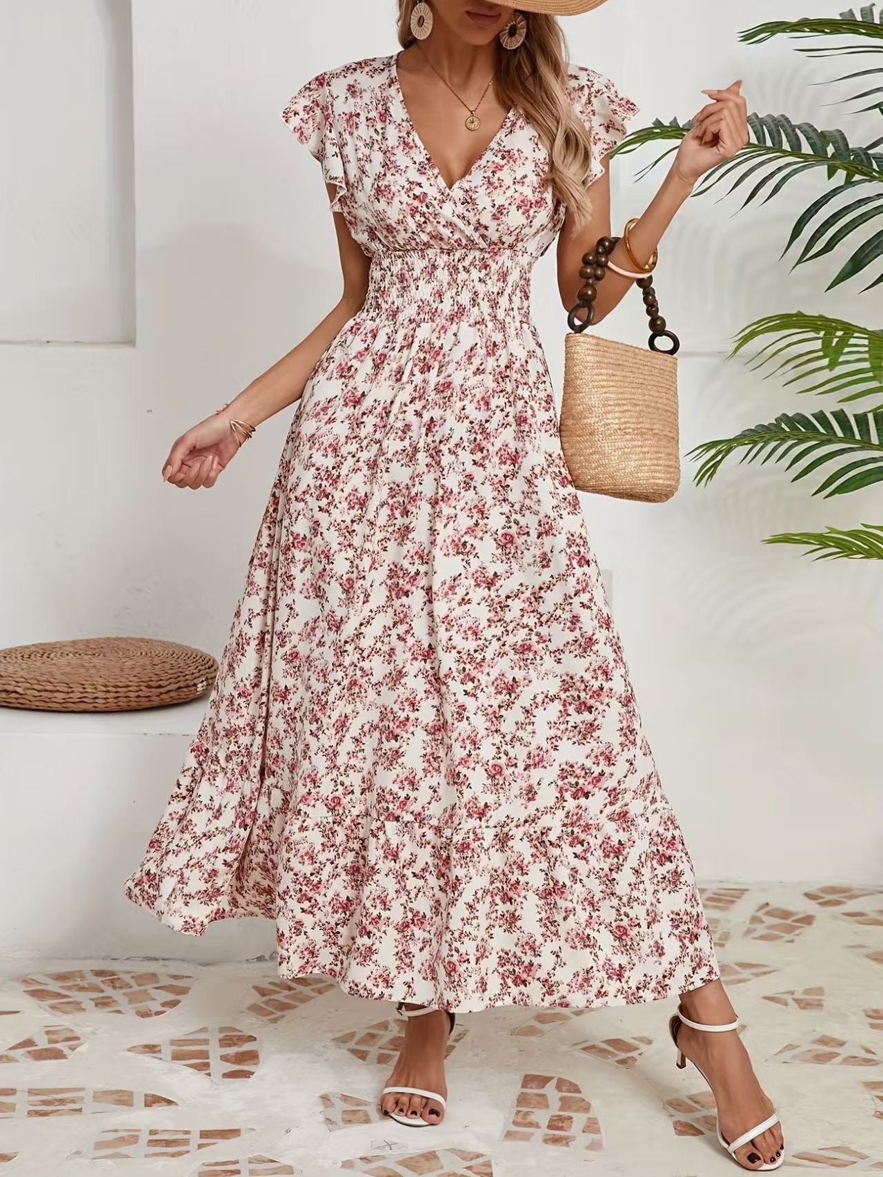 „Elisa“ – Geblümtes Langarmkleid mit Taillierung